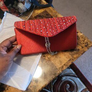 Neiman Marcus Formal Red Evening Rhinestone Handbag